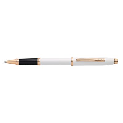 Century® II White Lacquer Rollerball Pen w/Polished Rose PVD Appointments