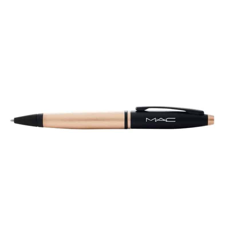 Calais Brushed Rose Gold and Black Lacquer Rollerball Pen-1
