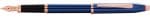 Century II Translucent Cobalt Blue Lacquer w/Rose Gold PVD Nib and Appointments Fine Fountain Pen-1