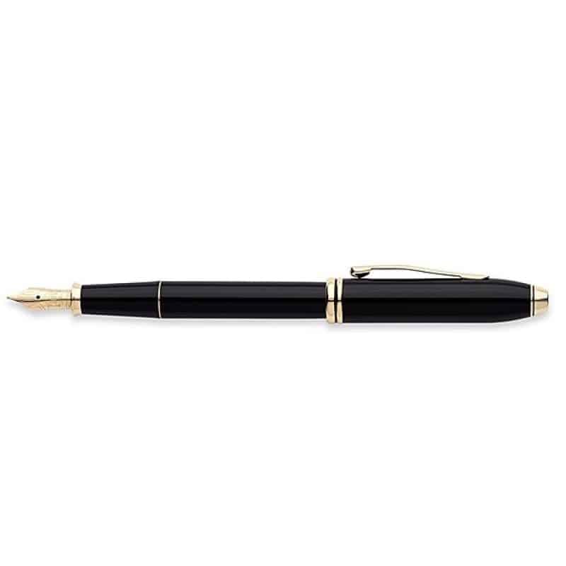 Townsend® Black Lacquer & 23KT Gold Medium Nib Fountain Pen-2