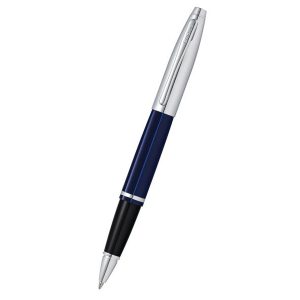 Calais™ Chrome & Blue Lacquer Rollerball Pen-1